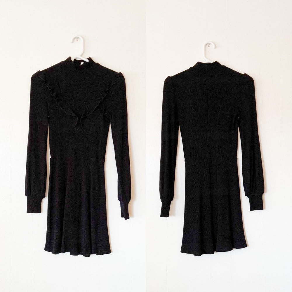 Reformation Chapel Ruffle Black Mini Dress